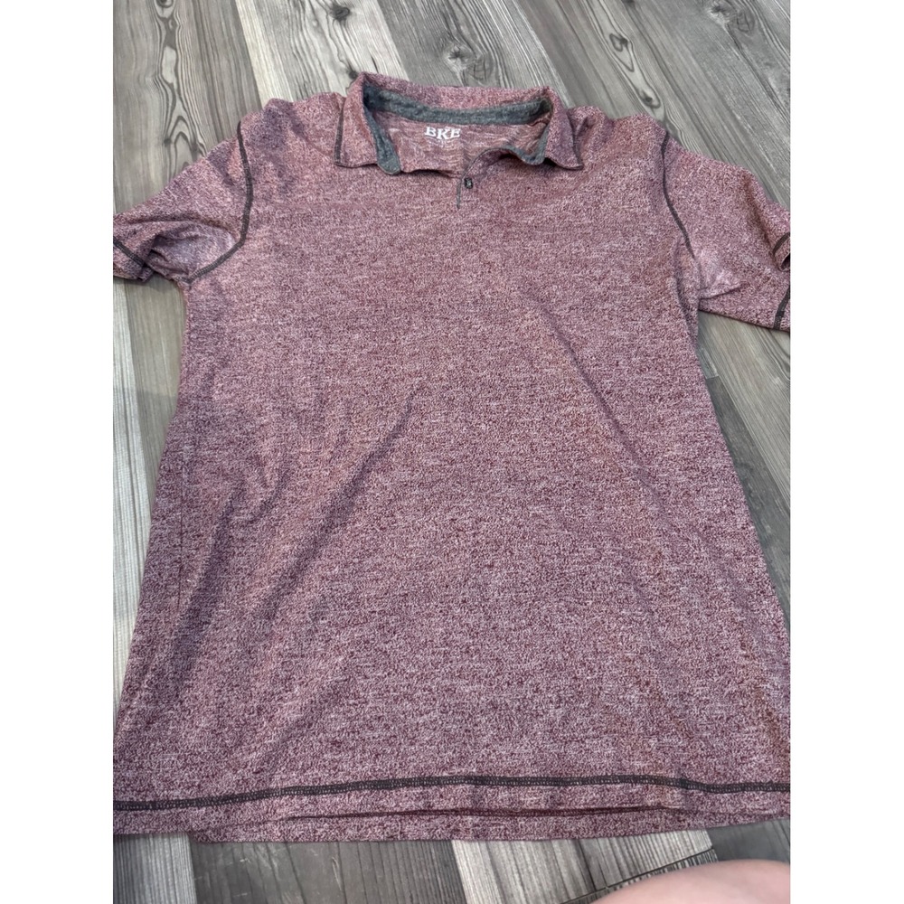 BKE Mens XXL Burgundy Space Dye Marl Short Sleeve Polo Shirt Single Button